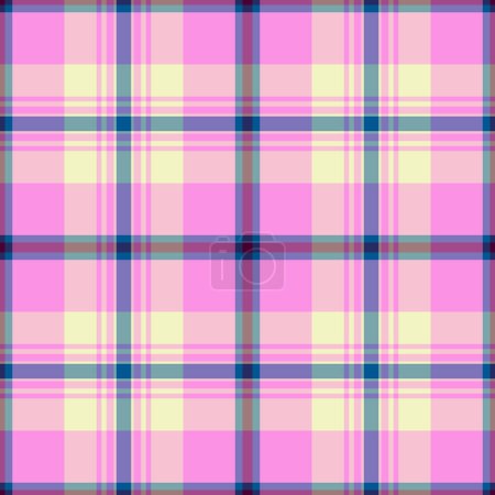 Illustration for Background plaid seamless of tartan vector pattern with a check fabric texture textile in light and pink colors. - Royalty Free Image