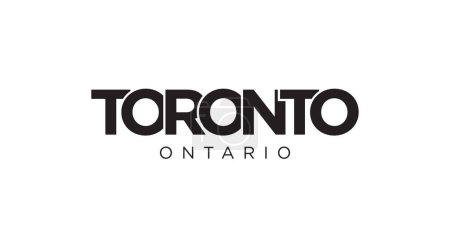 Ilustración de Toronto en el emblema de Canadá para imprimir y web. El diseño presenta un estilo geométrico, ilustración vectorial con tipografía en negrita en fuente moderna. Letras de eslogan gráfico aisladas sobre fondo blanco. - Imagen libre de derechos