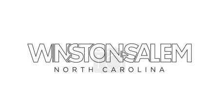 Illustration for Winston Salem, North Carolina, USA typography slogan design. America logo with graphic city lettering for print and web products. - Royalty Free Image