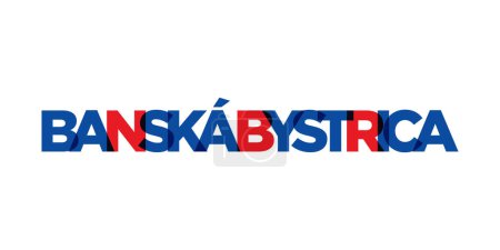 Illustration for Banska Bystrica in the Slovakia emblem for print and web. Design features geometric style, vector illustration with bold typography in modern font. Graphic slogan lettering isolated on white background. - Royalty Free Image