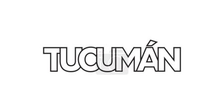 Illustration for Tucuman in the Argentina emblem for print and web. Design features geometric style, vector illustration with bold typography in modern font. Graphic slogan lettering isolated on white background. - Royalty Free Image