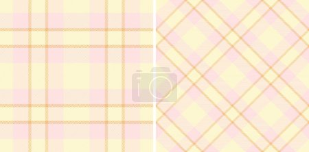 Illustration for Vector fabric plaid of seamless texture pattern with a tartan textile check background. Set in light colors in stylish wrapping options for gifts. - Royalty Free Image
