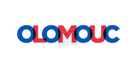 Illustration for Olomouc in the Czech emblem for print and web. Design features geometric style, vector illustration with bold typography in modern font. Graphic slogan lettering isolated on white background. - Royalty Free Image