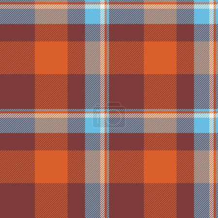 Illustration for Colour texture pattern background, cozy check seamless plaid. Merry christmas fabric tartan textile vector in red and orange colors. - Royalty Free Image