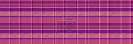 Illustration for No people texture seamless pattern, celebrate check plaid background. Overlayed fabric tartan textile vector in plum and red color. - Royalty Free Image