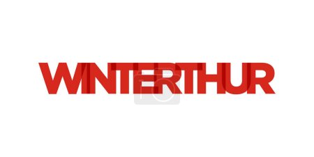 Illustration for Winterthur in the Switzerland emblem for print and web. Design features geometric style, vector illustration with bold typography in modern font. Graphic slogan lettering isolated on white background. - Royalty Free Image