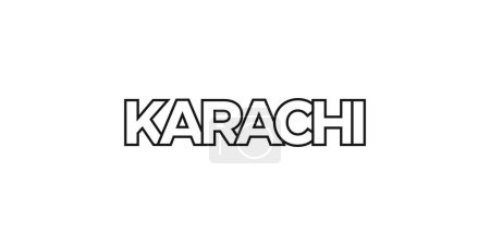 Illustration for Karachi in the Pakistan emblem for print and web. Design features geometric style, vector illustration with bold typography in modern font. Graphic slogan lettering isolated on white background. - Royalty Free Image