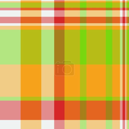 Illustration for Textile pattern check of background plaid tartan with a seamless vector texture fabric in amber and green colors. - Royalty Free Image