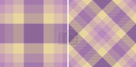 Illustration for Seamless tartan textile of vector pattern check with a texture plaid fabric background set in novelty colors. - Royalty Free Image