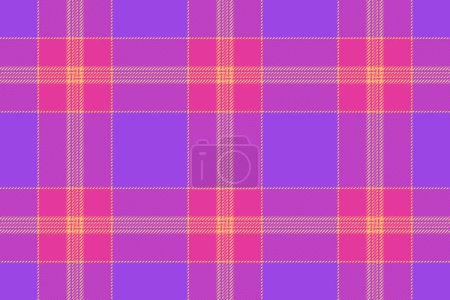 Illustration for Magenta background check plaid, flow pattern tartan seamless. Flowing fabric textile vector texture in pink and violet colors. - Royalty Free Image