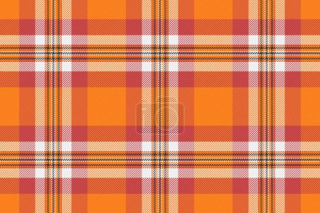 Illustration for Spanish tartan texture pattern, apartment seamless plaid textile. Fibre background vector fabric check in orange and bright color. - Royalty Free Image