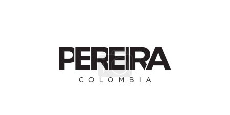 Illustration for Pereira in the Colombia emblem for print and web. Design features geometric style, vector illustration with bold typography in modern font. Graphic slogan lettering isolated on white background. - Royalty Free Image