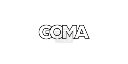 Illustration for Goma in the Congo emblem for print and web. Design features geometric style, vector illustration with bold typography in modern font. Graphic slogan lettering isolated on white background. - Royalty Free Image