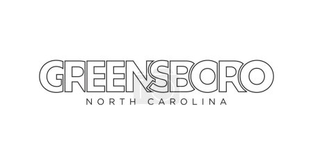 Illustration for Greensboro, North Carolina, USA typography slogan design. America logo with graphic city lettering for print and web products. - Royalty Free Image