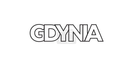 Illustration for Gdynia in the Poland emblem for print and web. Design features geometric style, vector illustration with bold typography in modern font. Graphic slogan lettering isolated on white background. - Royalty Free Image