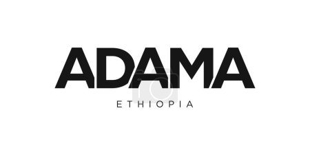 Illustration for Adama in the Ethiopia emblem for print and web. Design features geometric style, vector illustration with bold typography in modern font. Graphic slogan lettering isolated on white background. - Royalty Free Image
