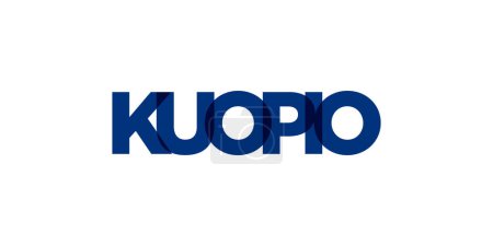 Illustration for Kuopio in the Finland emblem for print and web. Design features geometric style, vector illustration with bold typography in modern font. Graphic slogan lettering isolated on white background. - Royalty Free Image