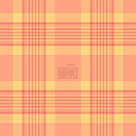 Illustration for Seamless pattern check of fabric textile tartan with a vector background texture plaid in orange and salmon colors. - Royalty Free Image