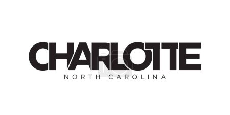 Illustration for Charlotte, North Carolina, USA typography slogan design. America logo with graphic city lettering for print and web products. - Royalty Free Image