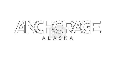 Illustration for Anchorage, Alaska, USA typography slogan design. America logo with graphic city lettering for print and web products. - Royalty Free Image