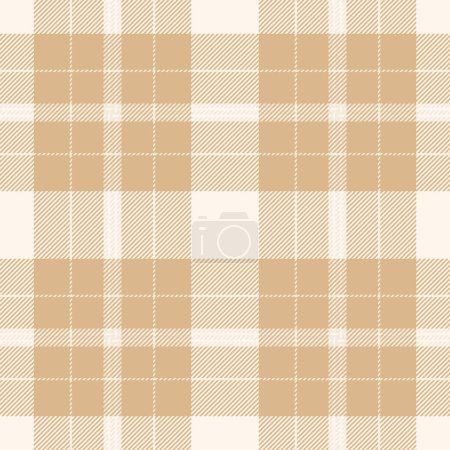 Everyday fabric texture check, screen tartan plaid textile. Neutral pattern seamless background vector in burly wood and sea shell colors.