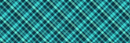 Illustration for Kilt texture plaid pattern, stationary vector check seamless. Net textile fabric background tartan in cyan and teal color. - Royalty Free Image