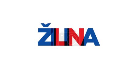 Illustration for Zilina in the Slovakia emblem for print and web. Design features geometric style, vector illustration with bold typography in modern font. Graphic slogan lettering isolated on white background. - Royalty Free Image