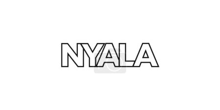Téléchargez les illustrations : Nyala dans l'emblème du Soudan pour l'impression et le web. Design dispose d'un style géométrique, illustration vectorielle avec typographie en gras dans la police moderne. Lettrage slogan graphique isolé sur fond blanc. - en licence libre de droit