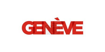 Illustration for Geneva in the Switzerland emblem for print and web. Design features geometric style, vector illustration with bold typography in modern font. Graphic slogan lettering isolated on white background. - Royalty Free Image