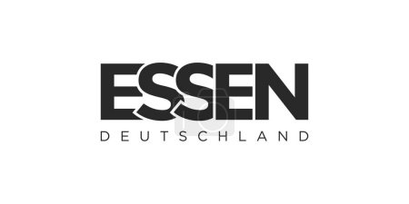Téléchargez les illustrations : Essen Deutschland, illustration vectorielle moderne et créative mettant en vedette la ville d'Allemagne pour les bannières de voyage, affiches, web et cartes postales. - en licence libre de droit