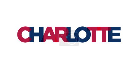 Illustration for Charlotte, North Carolina, USA typography slogan design. America logo with graphic city lettering for print and web products. - Royalty Free Image