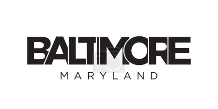 Illustration for Baltimore, Maryland, USA typography slogan design. America logo with graphic city lettering for print and web products. - Royalty Free Image