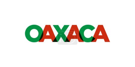 Ilustración de Oaxaca en el emblema de México para la impresión y la web. El diseño presenta un estilo geométrico, ilustración vectorial con tipografía en negrita en fuente moderna. Letras de eslogan gráfico aisladas sobre fondo blanco. - Imagen libre de derechos