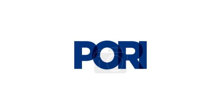 Illustration for Pori in the Finland emblem for print and web. Design features geometric style, vector illustration with bold typography in modern font. Graphic slogan lettering isolated on white background. - Royalty Free Image