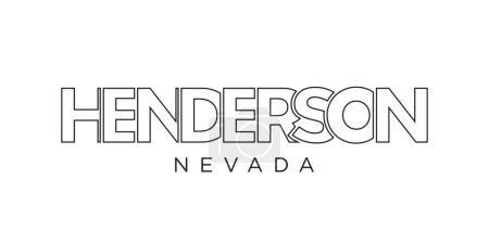 Henderson, Nevada, Estados Unidos diseño de eslogan tipográfico. Logo de América con letras gráficas de ciudad para productos impresos y web.