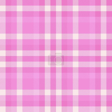 Nahaufnahme karierten Karo nahtlose, Neujahr Hintergrund Stoffmuster. Rest Tartan Textur Vektor Textil in rosa und weißen Farben.