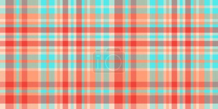 Close-up seamless textile vector, premium background check tartan. Geometry fabric pattern plaid texture in teal and light salmon color.