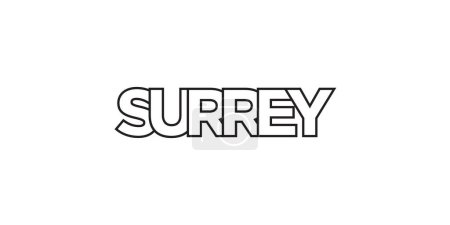 Illustration for Surrey in the Canada emblem for print and web. Design features geometric style, vector illustration with bold typography in modern font. Graphic slogan lettering isolated on white background. - Royalty Free Image