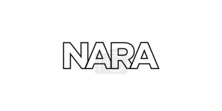 Nara in the Japan emblem for print and web. Design features geometric style, vector illustration with bold typography in modern font. Graphic slogan lettering isolated on white background.