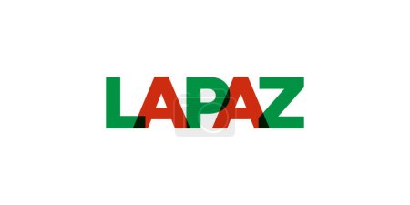 La Paz dans l'emblème du Mexique pour l'impression et le web. Design dispose d'un style géométrique, illustration vectorielle avec typographie en gras dans la police moderne. Lettrage slogan graphique isolé sur fond blanc.