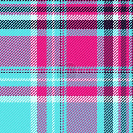 Illustration for Textile fabric seamless of texture pattern background with a vector plaid tartan check in cyan and pink colors. - Royalty Free Image