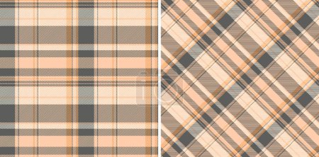 Seamless texture vector of background plaid pattern with a tartan check textile fabric. Set in fall colours in creative gift paper ideas.