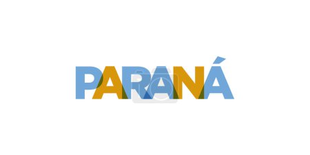Parana in the Argentina emblem for print and web. Design features geometric style, vector illustration with bold typography in modern font. Graphic slogan lettering isolated on white background.