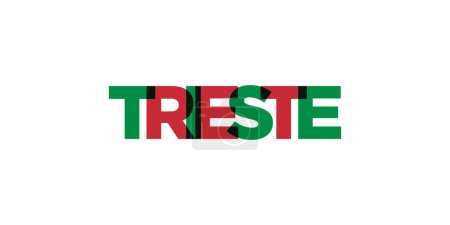 Illustration for Trieste in the Italia emblem for print and web. Design features geometric style, vector illustration with bold typography in modern font. Graphic slogan lettering isolated on white background. - Royalty Free Image