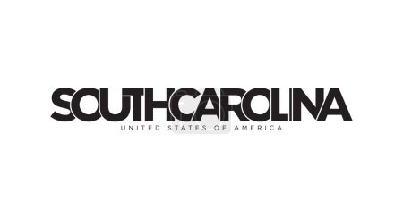 Ilustración de Carolina del Sur, Estados Unidos diseño de eslogan tipográfico. Logo de América con letras gráficas de ciudad para productos impresos y web. - Imagen libre de derechos