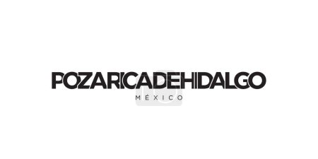 Poza Rica de Hidalgo dans l'emblème du Mexique pour l'impression et le web. Design dispose d'un style géométrique, illustration vectorielle avec typographie en gras dans la police moderne. Lettrage slogan graphique isolé sur fond blanc.