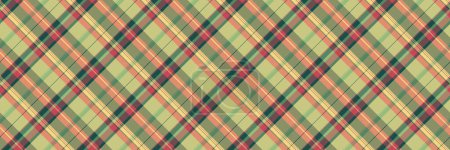 Illustration for Seventies fabric pattern plaid, elementary check seamless vector. Exotic background textile tartan texture in orange and pastel color. - Royalty Free Image