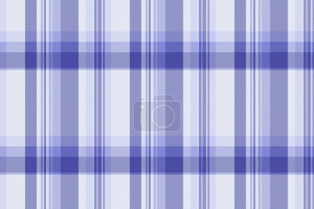 Illustration for Curtain vector check fabric, mexican seamless pattern texture. Track plaid background tartan textile in blue and white colors. - Royalty Free Image