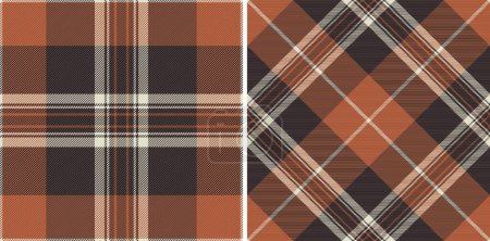 Überprüfen Sie Tartan Textil aus Stoff karierten Vektor mit einem Muster Hintergrund nahtlose Textur. Set in Erdfarben für Herrenmode-Trends.
