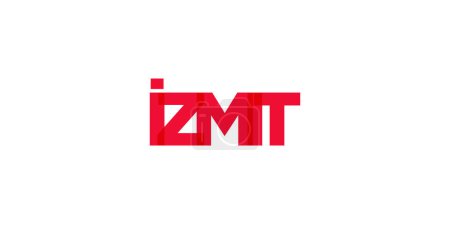 Izmit in the Turkey emblem for print and web. Design features geometric style, vector illustration with bold typography in modern font. Graphic slogan lettering isolated on white background.
